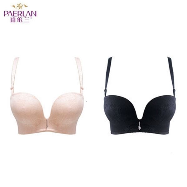 

2 pieces ]paerlan contact female bra push up anti-skid small chest strap b underwear back closure convertible stra y19070201, Red;black