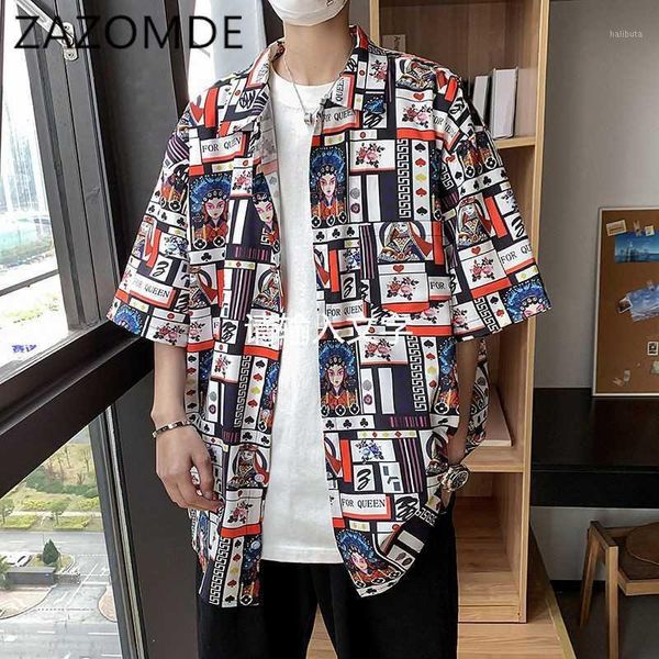 

men's casual shirts zazomde graffiti pattern mens shirt playing cards printed male blouse half sleeve summer floral, White;black