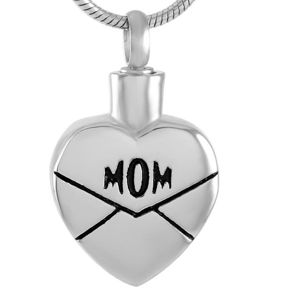 

pendant necklaces "mom"personalized in heart cremation jewelry necklace souvenir urn keepsake ashes locket for memorial, Silver