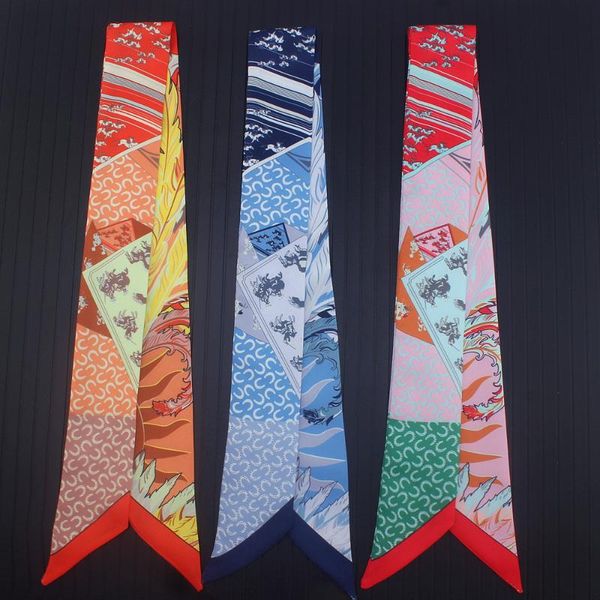 

scarves feather u leopard design print wristband narrow scarf choker hairband bag wraps ribbon rayon drop kbd170, Blue;gray