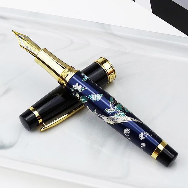 

fountain pens hongdian metal pen hand-drawing blue magpie iridium ef/ fine / bent nib ink excellent writing gift for business