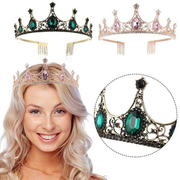 

hair clips & barrettes catwalk birthday queen crown with comb headwear rhinestone headband princess crystal vintage, Golden;silver