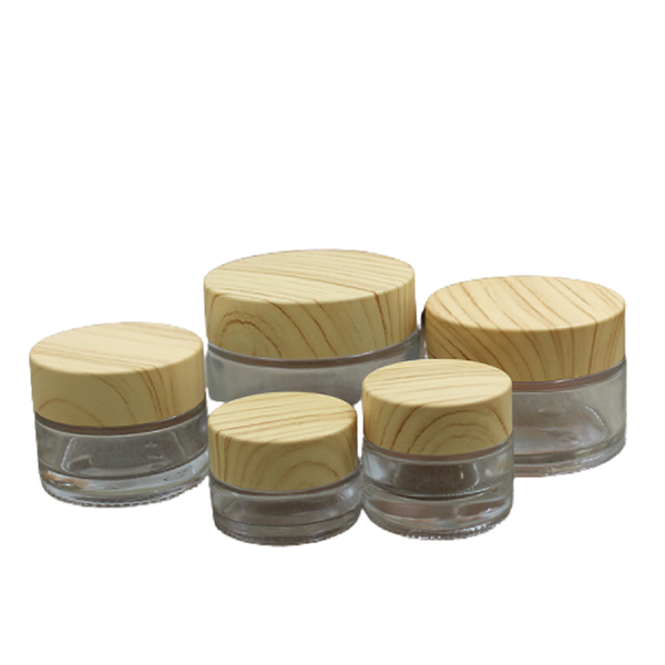 

storage bottles & jars 15pieces false wood plastic cover clear glass jar packaging bottle cosmetic container cream 5g 10g 15g 30g 50g