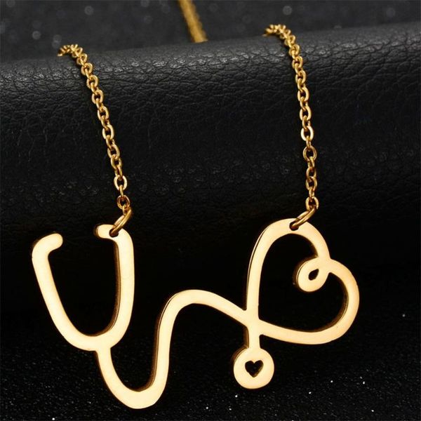 

pendant necklaces 1pc punk echometer necklace echoscope neck chain alloy (golden), Silver