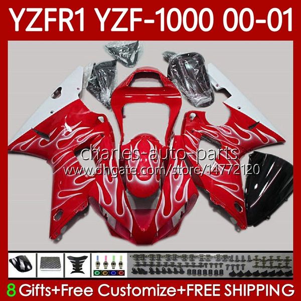 Тело мотоцикла для Yamaha YZF-1000 YZF R 1 1000 CC YZF-R1 00-03 Bodywork 83NO.45 YZF R1 1000CC YZFR1 00 01 02 03 YZF1000 2000 2001 2002 2003 OEM Обтекивает комплект красный белый