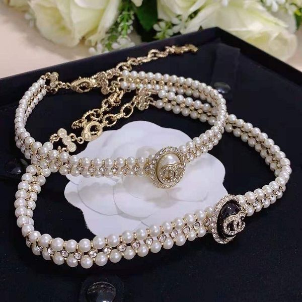 

70%off 2021 new xiangjia xiaofeng double layer pearl diamond black white clavicle necklace women's net red 56ht, Silver