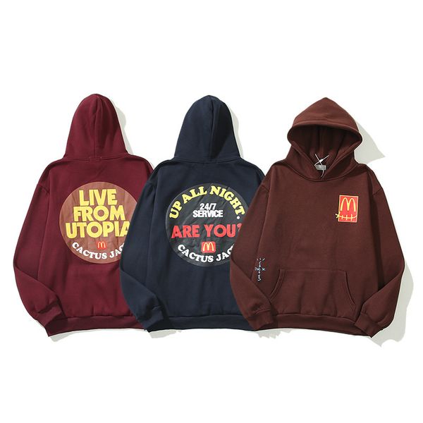 

yangmen travis scott co branded mcdonald's three-dimensional printed hoodie sweater cactus jack, Black