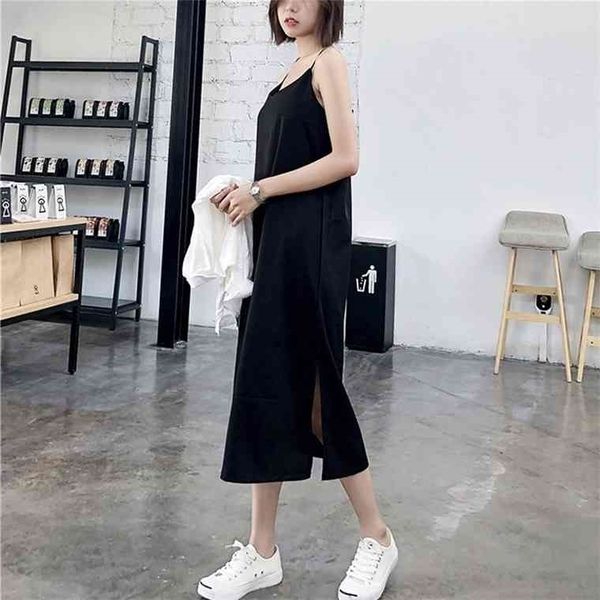 

maxi black sling female summer 2021 sleeveless v-neck vest long women dresses, Black;gray