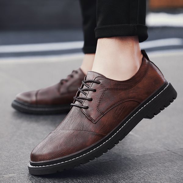 

dress shoes 2021 men classic formal leather fashion solid color flat vintage oxford for men's spring and autumn oxfords business footwe, Black