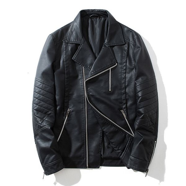 

men's leather & faux jaqueta de couro masculina, casaco preto com lapela na moda para primavera e outono, 5xl homens as1w, Black