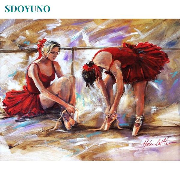 

paintings sdoyuno 60x75cm paint by numbers dancer frameless diy painting on cavans figure for home decoration digital