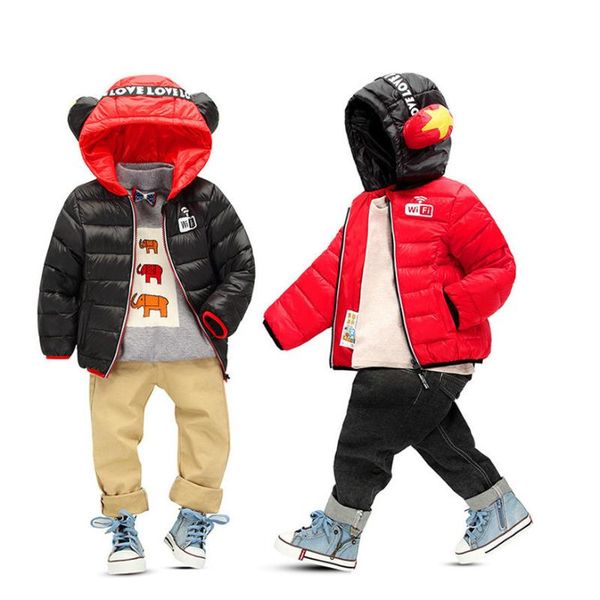 

coat winter jacket boys down warm children clothes outwear girls coats long sleeve mouse hooded baby kid snowsuit 90% feather 2-8yrs, Blue;gray