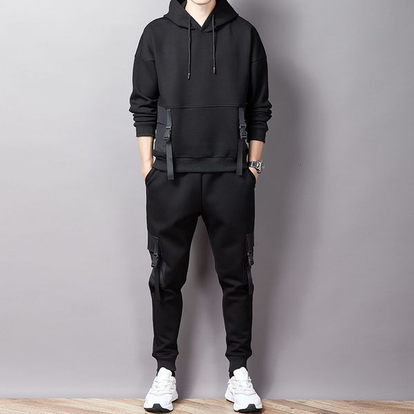 

2021 plus 8xl- new autumn winter classic color matching design men's casual fashion hooded sweater suit men training sports t06y, Gray