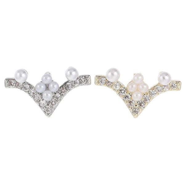 

nail art equipment 2pcs studs zircon decorations artificial pearl charms, Silver