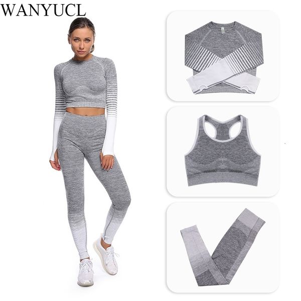 

2021workout sport suit 2/3pcs women seamless leggings gym clothing cropped yoga set fitness sportswear tracksuit female, White;red