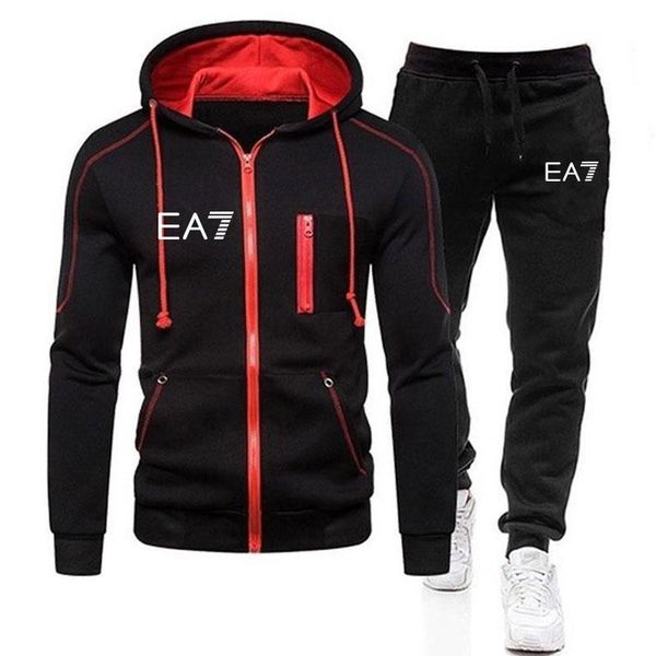

men's tracksuits 2021 sets of tracksuit casual hoodies and pants two-piece hooded zipper sweatshirt sports clothing suit man, Gray