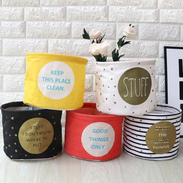 

storage baskets 1pcs deskbasket household organizers laundry dirty clothes sundries barrel cotton linen toy