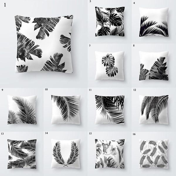 

pillow case square decorative throw pillows covers black white plant leaves pillowslip home supplies multicolor cushion cover