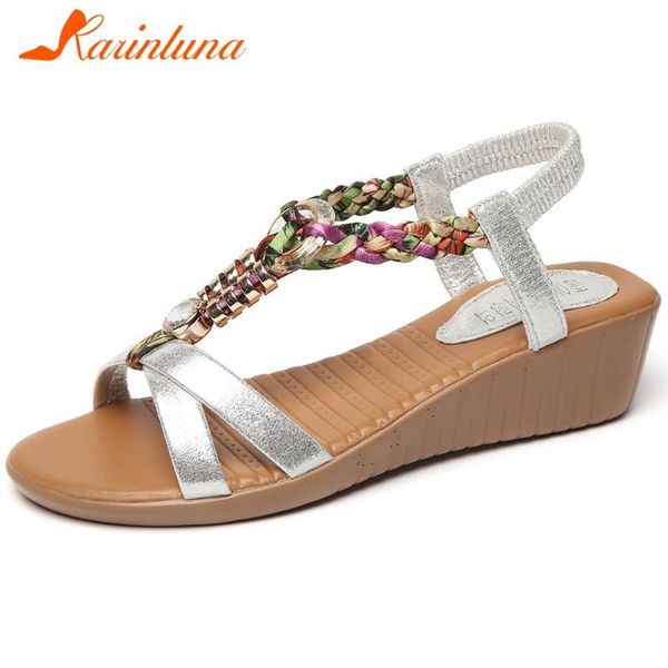 

dress shoes karin retro girl brand sandals open toe t strap elastic band platform beach casual women summer, Black