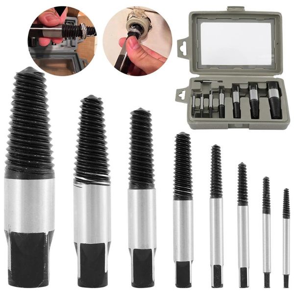 

professional drill bits 8pcs screw extractor set steel broken speed out damaged bit guide remover easy tool accessories