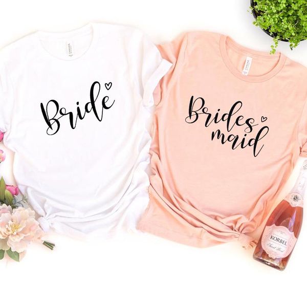 

women's t-shirt bride bride's maid bachelorette party tshirt fashion graphic women cotton ladies wedding bridal clothes, White