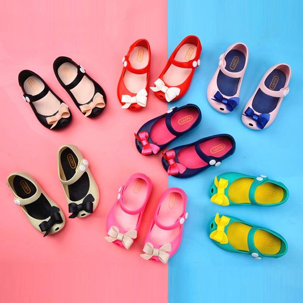 

sandals 2021 baby summer shoes children infant girls kids princess non-slip plastic bow buckle jelly 1-6y, Black;red