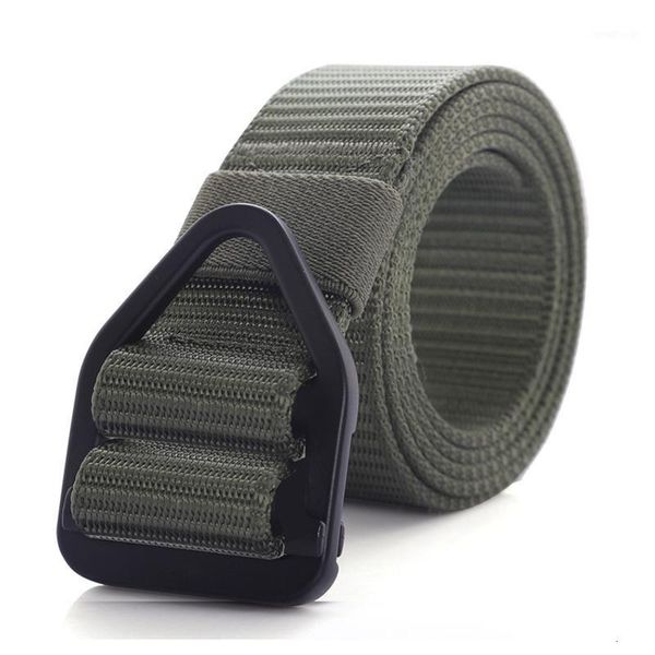 

canvas metal tactical men belt webbing buckle adjustable metal buckled waistband1, Black;gray