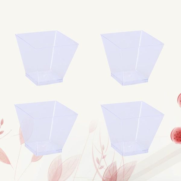 

disposable cups & straws 50pcs 60ml portion clear transparent trapezoidal container for jelly yogurt mousses dessert