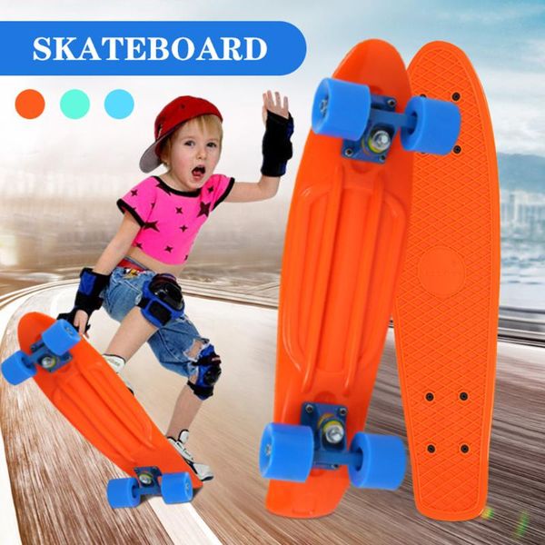 

22inch skate board flashing light mini cruiser skateboard plastic longboard banana fishboard street outdoor sports for girl boy