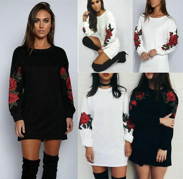 

fashion autumn women winter hoodie jumper hooded sweatshirts casual long sleeve sweatshirt pullover dress, Black
