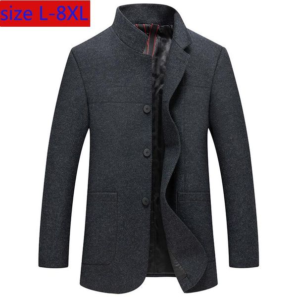 

men's wool & blends arrival fashion overcoat super large casual windbreaker mandarin collar padded jacket plsu size l-7xl 8xl, Black