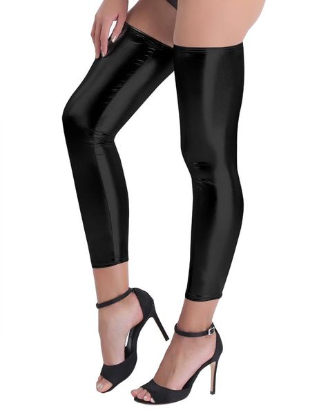

fashion women tights stockings wetlook shiny stocking clubwear stretchy footless thigh-high tights stockings costumes, Black;white