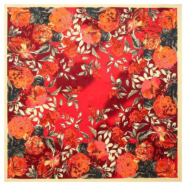 

women neck scarf silk satin kerchief square shawls wraps fashion print hijab scarfs female 90*90cm scarves for ladies bandanas, Blue;gray