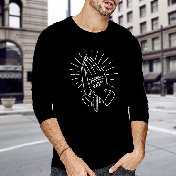 

cotton t-shirt trend loose round neck long autumn men's cloth t-shirt 029c, White;black