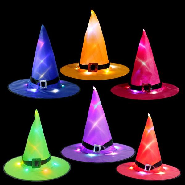 

party decoration halloween witch hat led lights glowing kids home ghost festival props wizard outdoor tree hanging ornament