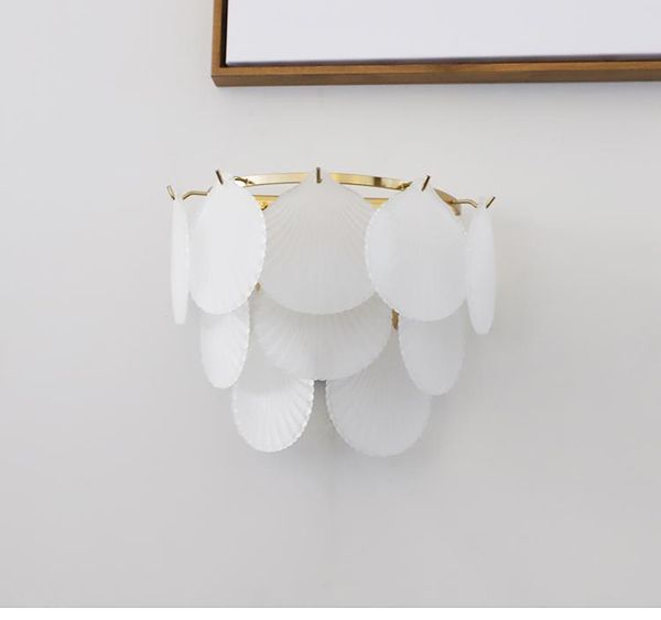 

simple white shell glass wall lamp fresh pastoral modern nordic bedroom bedside wall lamp