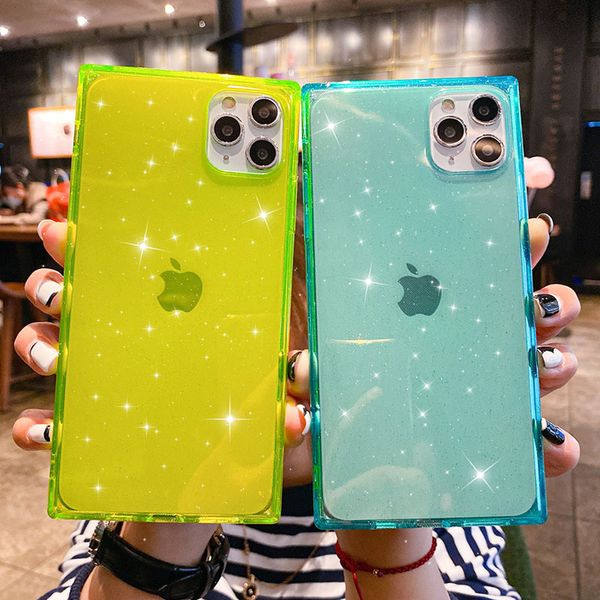 

iphone transparent case with fluorescent purple, 12, 11 pro max, x, xr, xs max, 7, 8 plus, 12 soft shockproof back cover