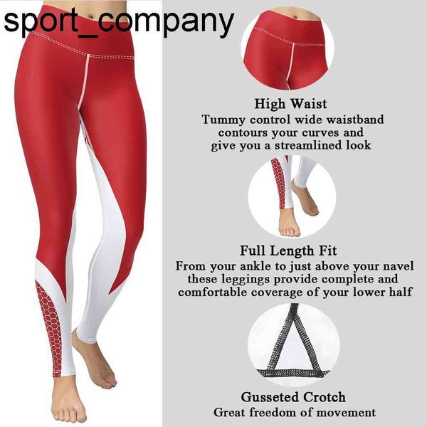 Leggings da allenamento in palestra a nido d'ape rosso Pantaloni a legging a vita alta 2021 Abbigliamento da donna Pantaloni sportivi elasticizzati a quattro vie
