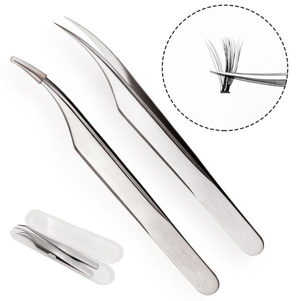 

eyelash curler eyelash extension tweezers set for classic and volumizing 2 pack