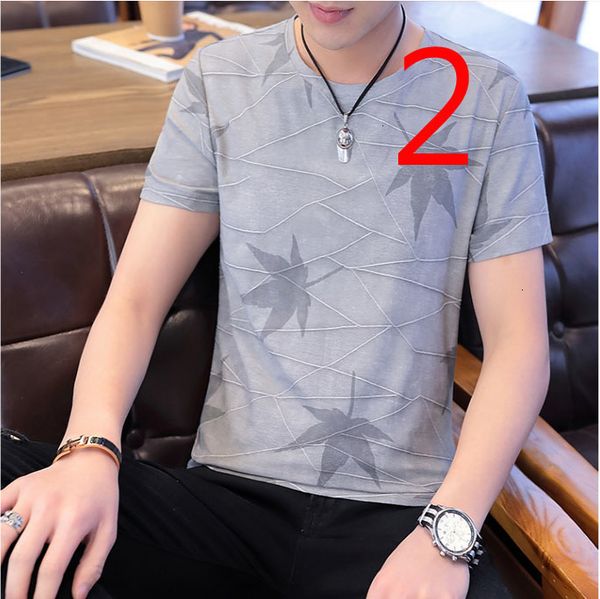 

New 2021 Men's Short-sleeved Lapel Middle-aged Silk Striped T-shirt Thin Section Y3XC, White;black