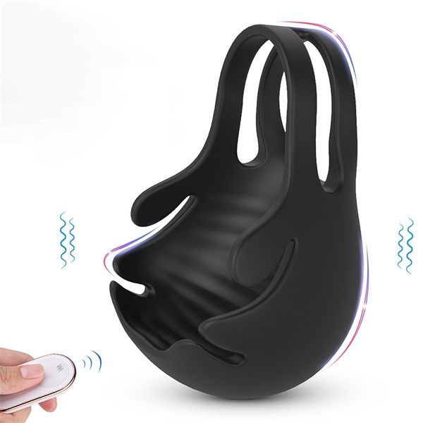 Testículo Vibrador para Homens Massager Penis Anel Dildo Brinquedos Sexo Chastity Cinto Controle Remoto Sem Fio Masculino Massagem Prostate 210623