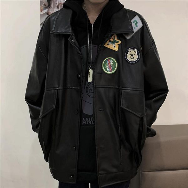

women's leather & faux jacket coat motorcycle autumn street 2021, Black