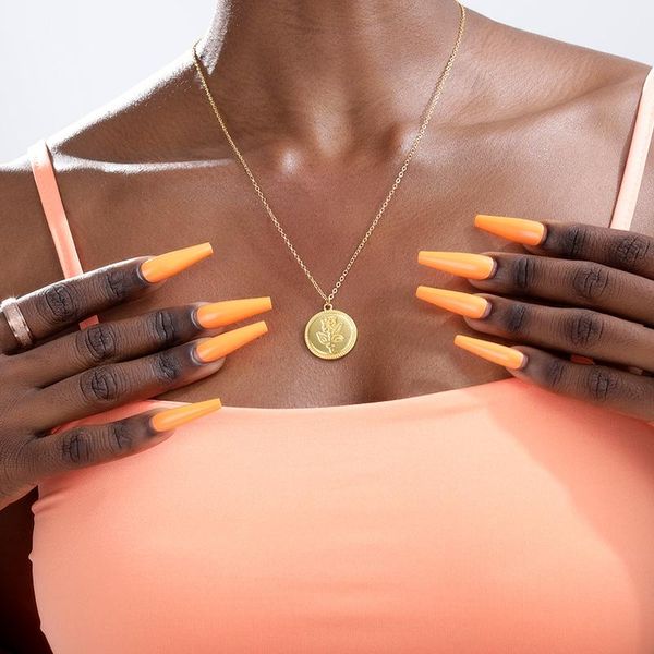 

pendant necklaces round rose flower necklace for women gold circle coin chain chocker female aesthetic jewelry accessorie bff, Silver