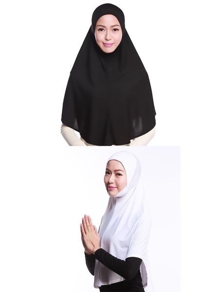 

ethnic clothing 2 pcs muslim arab women turban islamic headcover full cover wraps solid color package polyester jersey long hijabs shawl, Red