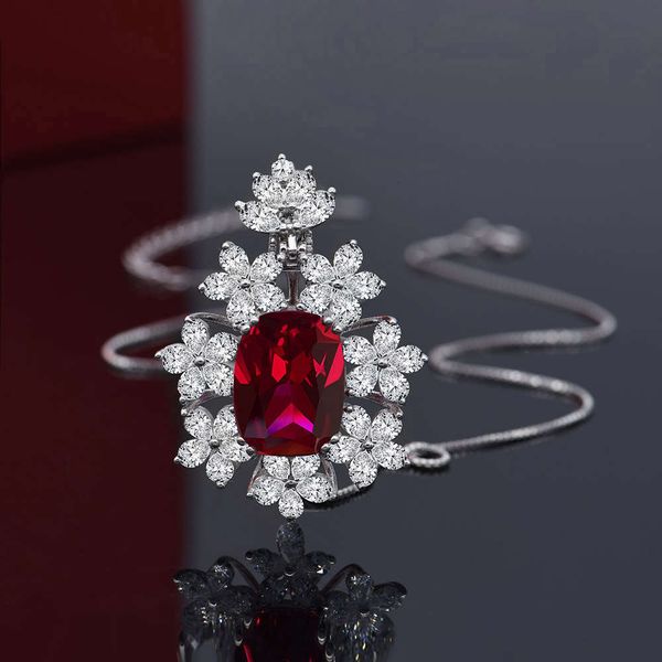 

hbp fashion luxury jewelry new 925 sterling silver pendant female imitation red 12 * 16 flower necklace