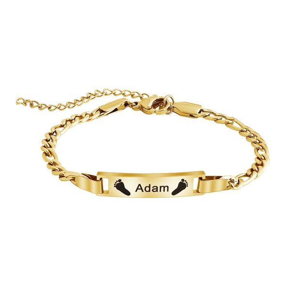 

charm bracelets yazi personalized baby names birthday womens bracelet stainless steel golden cuban chain adjustable bangle jewlry gifts, Golden;silver