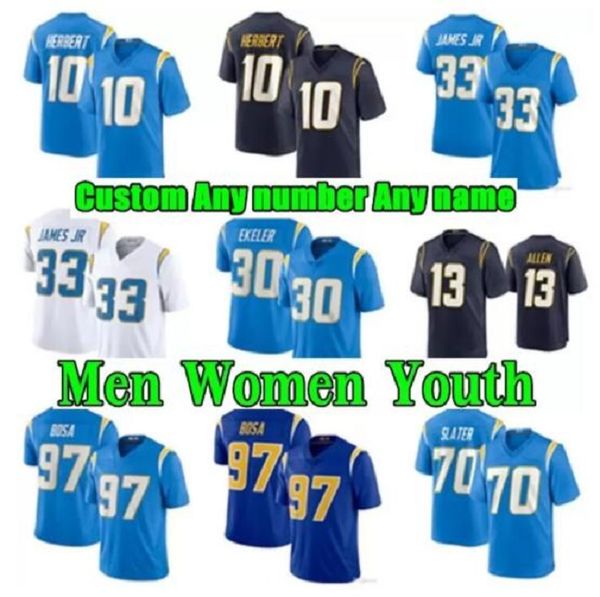 

los men women youth 10 justin herbert football jersey angeles 13 keenan allen 97 joey bosa austin ekeler 33 derwin james jr stitched charger, Black;red