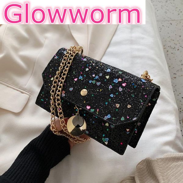 

shoulder bags female sequins pu leather crossbody for women 2021 chain messenger bag ladies hand sling luxury handbags designer