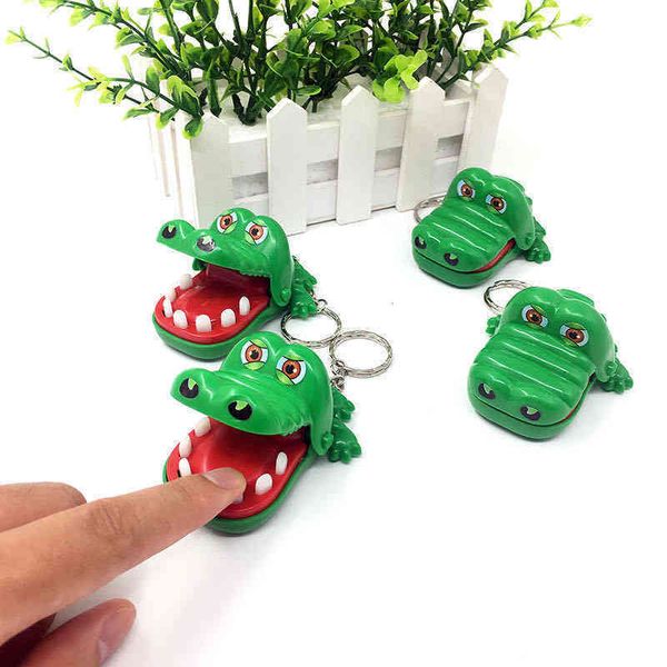 

keychains finger biting crocodile toy spoof decompression key chain pendant, Silver