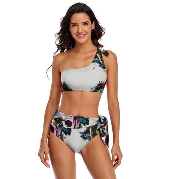 

one-piece suits basquiat bikini swimsuit tie side vintage bathing swimwear teen bulk 2 piece suit